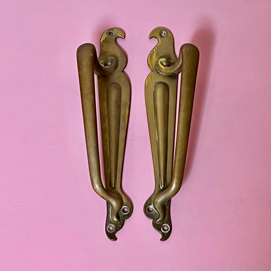 Reclaimed Art Nouveau 12" Brass Pull Handles Period Home Fittings